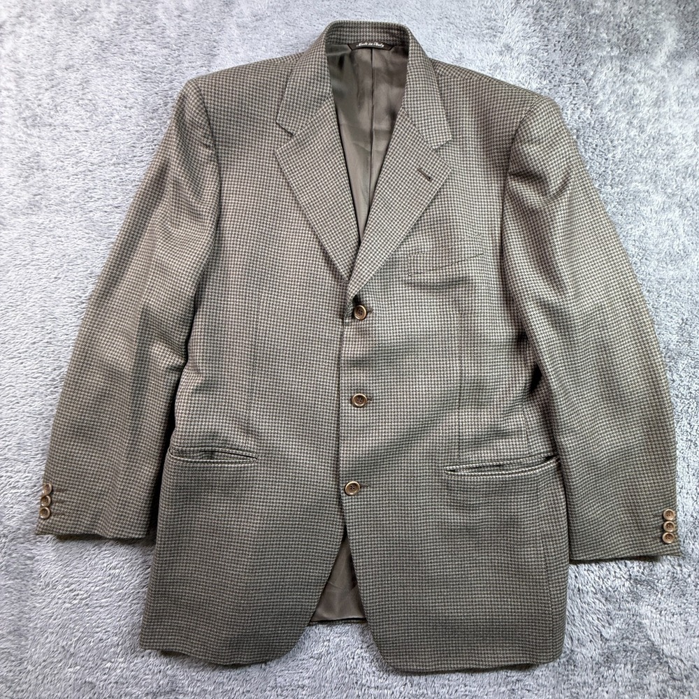 Canali Proposta Mens 42R 100% Wool Houndstooth Sport Coat Blazer Italy Bernini
